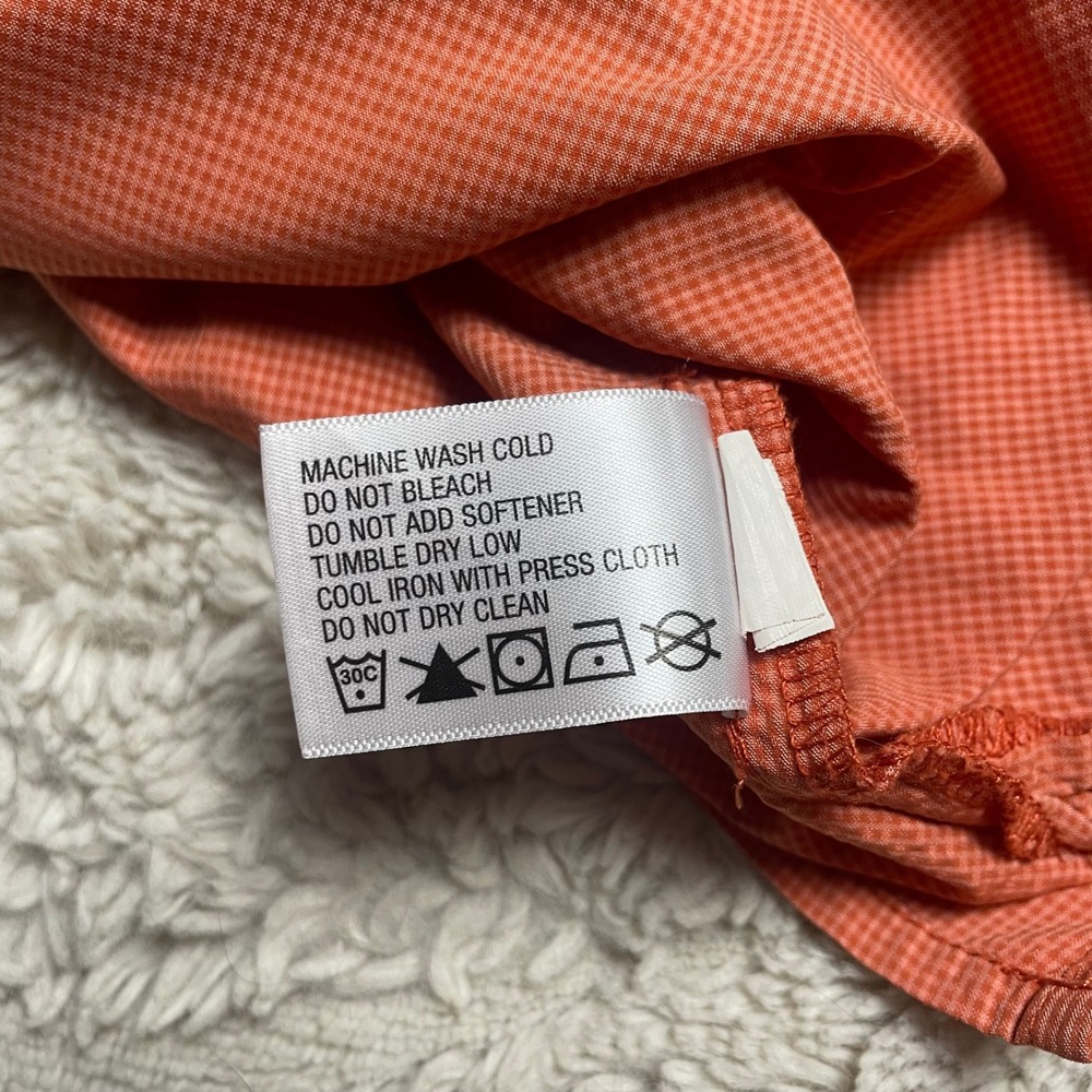 Orvis Mens Large Orange Micro Check Short Sleeve Vented Fishing Shirt Button Up - Picture 16 of 16